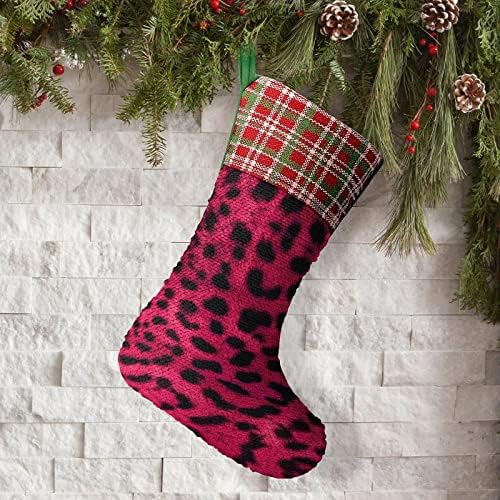 Червени Леопардовые Чорапи с Пайети за Коледните Празници, Заден, Променящи Цвета, Вълшебни Чорапи за Коледната