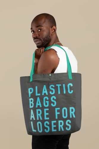 Еко чанти-тоут Woke Creations Множество Холщовая чанта-тоут с екологично послание за пазаруване, хранителни стоки, ланча