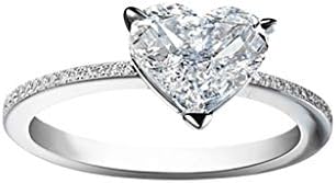 Годежен Пръстен Balakie, Женски Метален Пръстен във формата на Сърце С Пълна диамантен пръстен и Микроинлайзингом