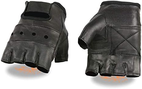 Мъжки Мотоциклетни ръкавици Milwaukee Leather SH216 от Черна Кожа Без пръсти с Мека Длан