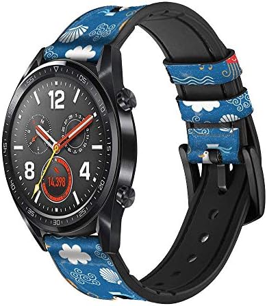 CA0374 Кожен и Силиконов Ремък за умни часовници с Шарките на Морски Пингвин, Каишка за часовник, Размер Смарт часа Smartwatch