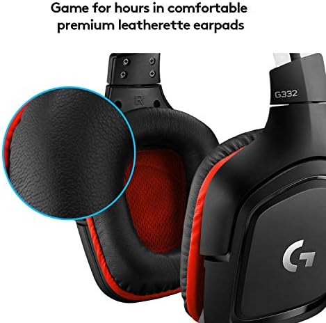 Жичен детска стерео слушалки Logitech G332 с микрофон за PC, PS4, Xbox One, Nintendo Switch, Въртящи се Амбушюры от изкуствена кожа, драйвери 50 мм, тънък и лек слот за слушалки (обновена)