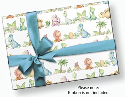 Опаковъчна хартия за детската душа с динозавром Stesha Парти или подарък за рожден ден - в сгънат вид 30 х 20 инча