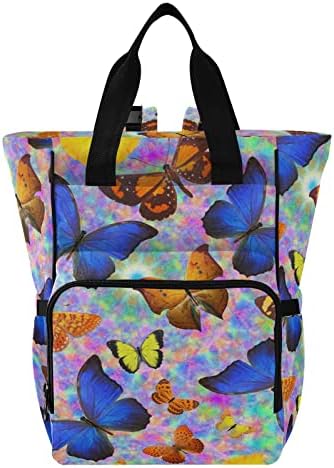 Чанта за Пелени с Цветни Тропически Пеперуди, Раница, Чанта за Памперси за Малки Момчета, Чанта за смяна на Пелени,