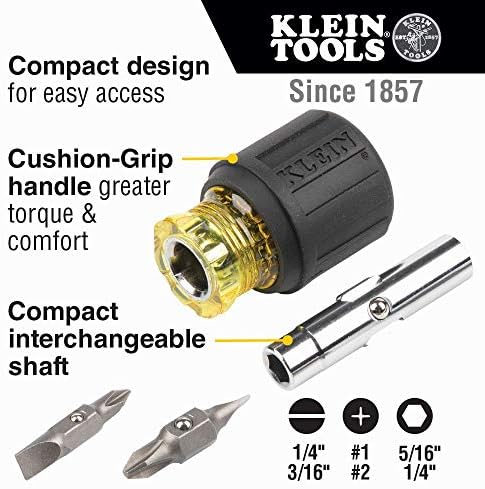 Набор от инструменти за отвертки и гайковертов Klein Tools 80045, 3 предмет, гайковерт 32807MAG 7 в 1, магнитен шофьор с размери