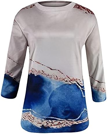 Летни Потници за жени, Дамски Пролетни Блузи с Принтом 1/2 Ръкав за Жени, който е Кръгъл Отвор, Ежедневни Тениска