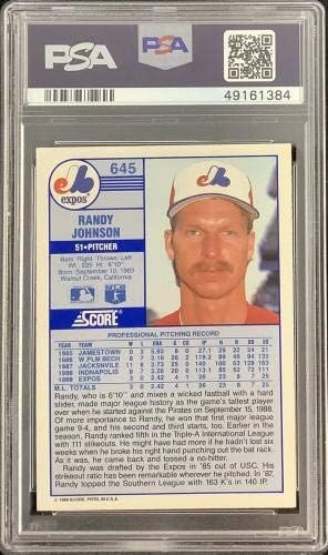 Ранди Джонсън Подписа през 1989 г. за Сметка на 645 На бейзболна картичка с автограф на PSA / DNA - Бейзболни картички с