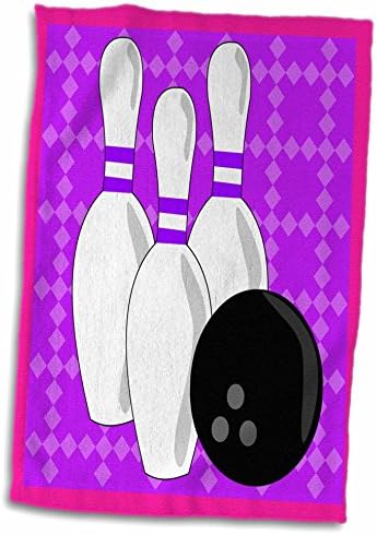 Кърпа 3D Rose Purple and Пинк игра на Кегли за боулинг и Топката TWL_43148_1, 15 x 22