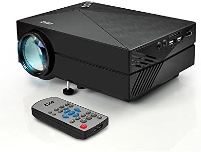 Мини-видео проектор Pyle 1080p Full HD Мултимедиен Led Киносистема за домашно кино, презентации, офис конференция с трапецеидальным