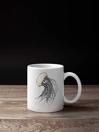 Кафеена Чаша с Акварел във формата на Медузи, Сладко Забавно Мотивация, Вдъхновение, Бяла Керамична Чаша с 11