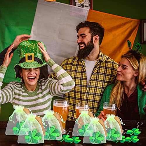 Сувенири, за парти в чест на Деня на Свети Патрик, Сувенири за ирландско парти Щастлив ден, 12 Комплекта с брелками под формата на Централи, крафт бирками Благодаря и