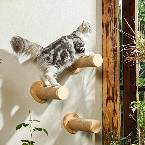 Стенни мебели за котки FUKUMARU, включително Дърво за практикуване на Котки с Когтеточками, Плаващ лихвен Стенни рафта с Подложка