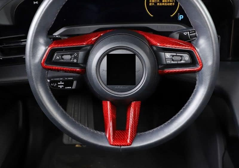Нови калъфи за волани, изработени от въглеродни влакна, Съвместими с Porsche Macan 2022-2023 (червен)