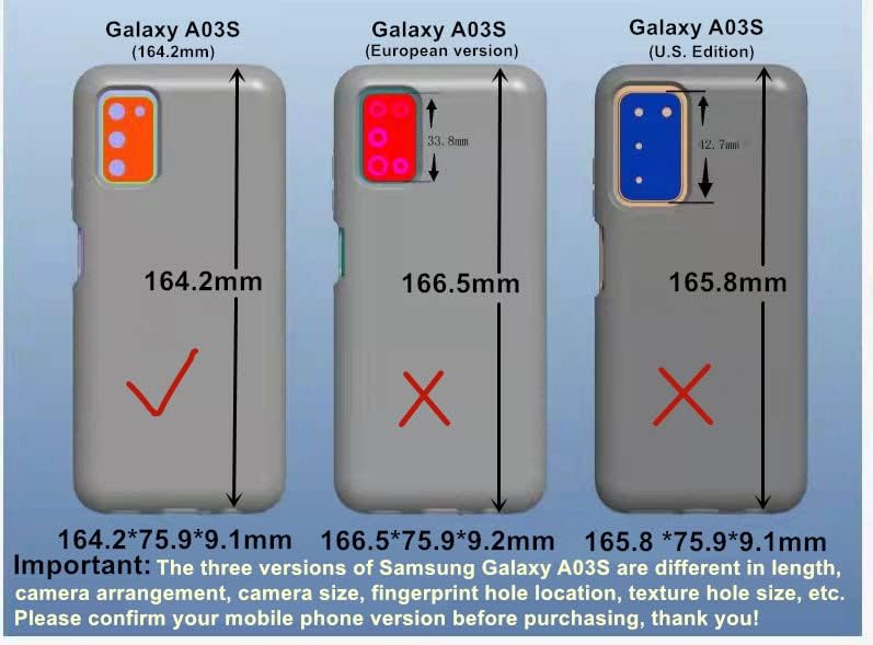 Калъф FollmeAir за Galaxy A03S (не е подходящ Galaxy A02S), Тънък Гъвкав TPU за момичета, Дамски airbag, Броня, Амортизирующая