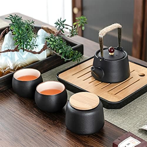 SDFGH черен керамичен чайник с отвличане на проста греда агатовый чай творчески ретро единния гърне керамични чай