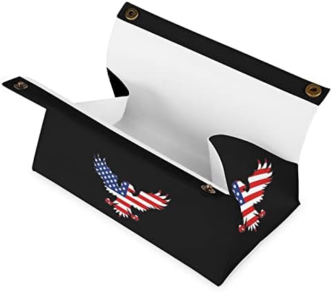 Флаг на САЩ Белоглав Орел Капак Кутии за Салфетки От Изкуствена Кожа Притежателя Кутии За Салфетки Правоъгълен Калъф За Салфетки За Лице Хартиен Органайзер