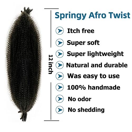Еластични Афро-Twist-косата 12 инча, 8 опаковки, Предварително распушенные косата Марли, Пролетни Обрат-Коса, Навита Нагоре,