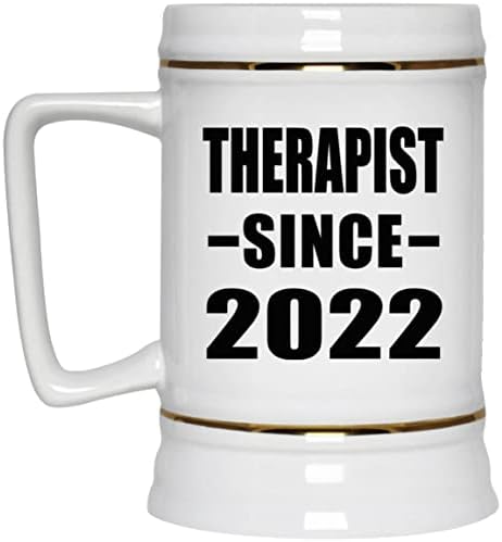 Designsify Therapist С 2022 г., Керамична Чаша за бира Stein в 22 грама с Дръжка за фризера, Подаръци за Рожден Ден, Годишнина,