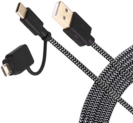 Realm 10-крак кабел USB A-USB-C с адаптер Micro USB, черен, (RLMC4BK)