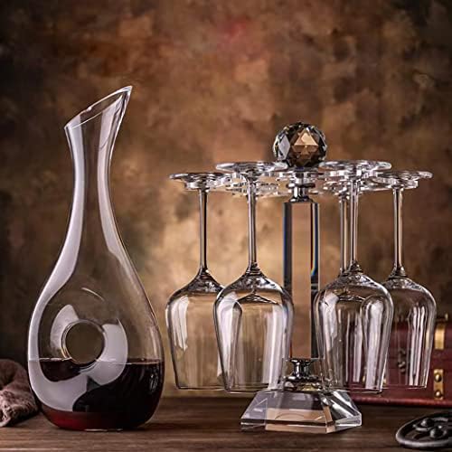 Елегантна Настолна Стойка за Чаши от Кристално Стъкло /Въртящ се Държач за съхранение на 6 Чаши За Вино, Поставка