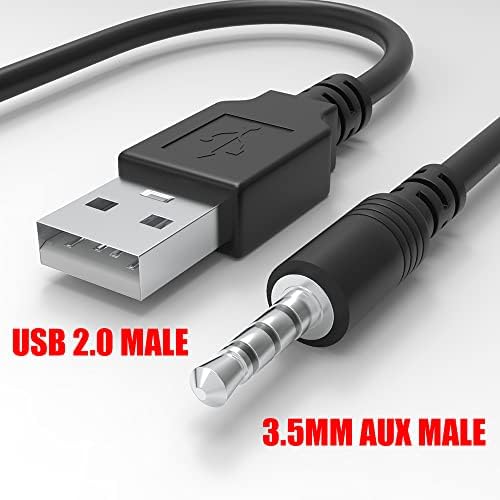 Warmstor Кабел за зареждане USB-Aux (2 опаковки), USB 2.0 Type A 3,5 мм 1/8 Aux Кабел за зареждане на MP3 MP4 плейъри,