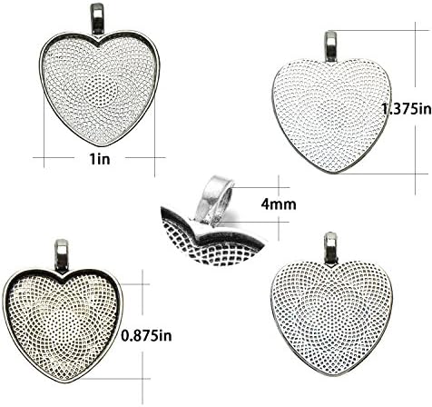 Сребърни Висулка Тави във формата на Сърца от 30 Точки С Купольными Плочки във формата на Сърца-Кабошонов 30 Точки