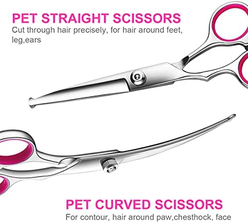Набор от професионални Ножици за Подстригване на кучета TINMARDA с Безопасни Заоблени връхчета от Неръждаема Стомана