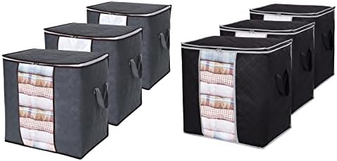 Lifewit 3 опаковки на 90-литрова чанти-организатор за съхранение на дрехи (Сив), в Комплект с 3 и с малко пари на 90-литрова торбичка за съхранение на дрехи (син)