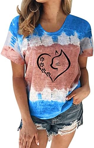 Тениска с глухарче за жени, лятна реколта блуза с градиентным принтом под формата на тай-боя, монтиране на кръгла