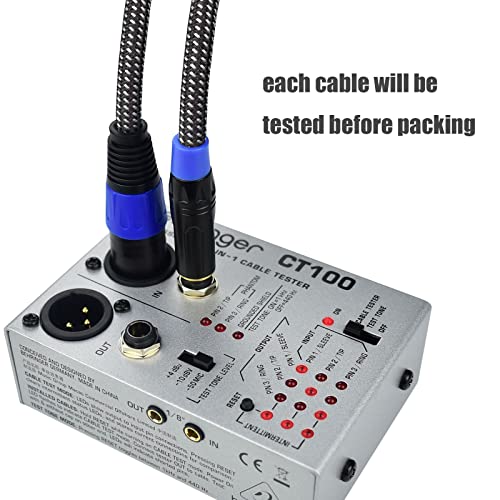 Ihurlu не са симетрични микрофон кабел 1/4 TS Mono за XLR-щепсела, 6,6 Фута, 6,35 мм, една четвърт от инча, за да XLR Аудио Пластир кабел, найлон плитка, Сверхпрочный, без шум, с медна