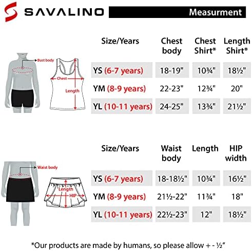 Комплект от тенис потници и поли SAVALINO за момичета с вградени по къси панталони. Материал абсорбира потта и изсъхва бързо.