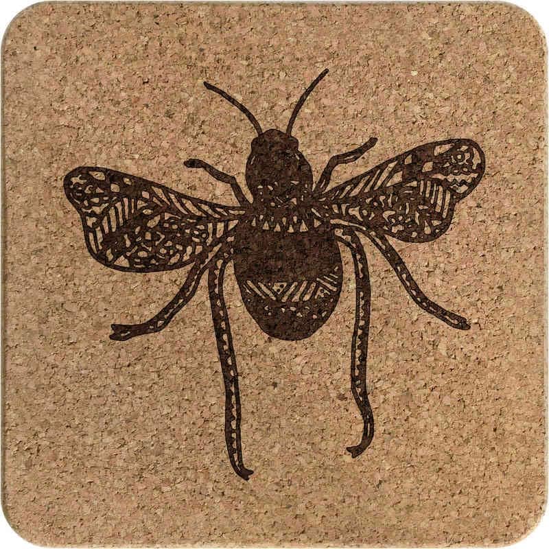 Квадратна Corkboard Поставка Azeeda Узорчатая пчела /Potholder за саксии (TR00022554)