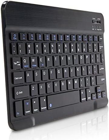 Клавиатурата на BoxWave, съвместима с Microsoft Surface Pro X (13 инча) - Клавиатура SlimKeys Bluetooth, Преносима клавиатура с вградени команди за Microsoft Surface Pro X (13 инча) - Черно jet black