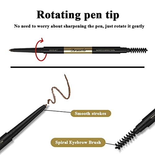 3 Различни молив за вежди, лесно създават естествени вежди и се държат по цял ден, 4 в 1: Молив за вежди * 3; Пискюл