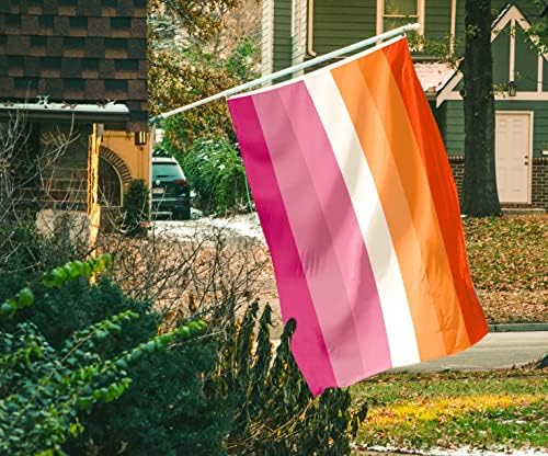 Флаг Лесбийской Гордост 3x5 фута - Флаг на Щата с ярък цвят и защита От избледняване - Платно заглавие и двойна светкавица