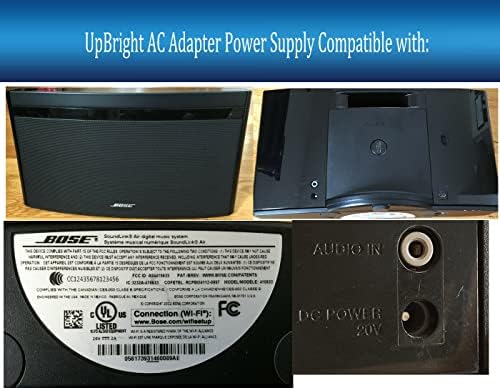Адаптер UpBright 20V AC/DC Съвместим с цифрова, музикална система Bose SoundLink Air 410633 Безжичен високоговорител Sound Линк PSM41R-200 352245-0010 DC20V 2A 20VDC 20,0 V Импулсно Захранване на Заряднот?
