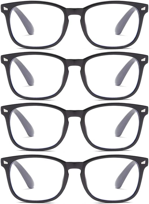 4 Двойки от Мъжки на Женски Унисекс Очила За четене в Голяма Рамка От Синя Светлина, Блокирующим Четци