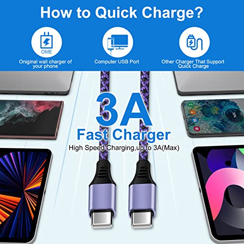 USB кабел C-USB-C 6 метра, Кабел за бързо зареждане Type C, Найлонова Оплетка Кабел за iPad Pro 12,9 11, iPad Air 4th / Mini,