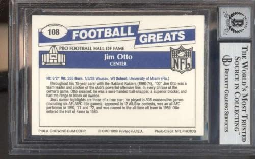 108 Джим Ото - Футболни картички 1989 Swell Greats (Звезда) оценката на БГД AUTO 10 - Футболни топки с автографи