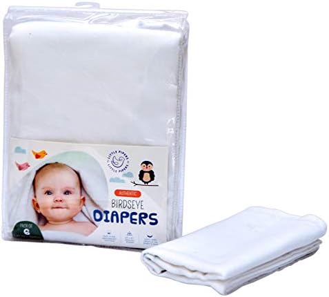 Памперси Little Pipers Deluxe от естествен памук Bridseye - Абсорбиращи Кърпички От Оригване - Бяло - 6 опаковки