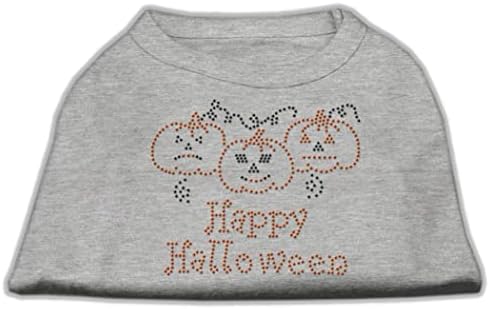 Mirage Pet Products 8-Инчов Тениска с принтом Честит Хелоуин с кристали за домашни любимци, X-Малък, Бял