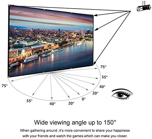 LMMDDP 2020 Нов 3D Сгъваем Прожекционен екран 60/72/84/100/120/150 инча 16:9 със Защита От бръчките, Киноэкран за домашна употреба на открито (Размер: 100 см)