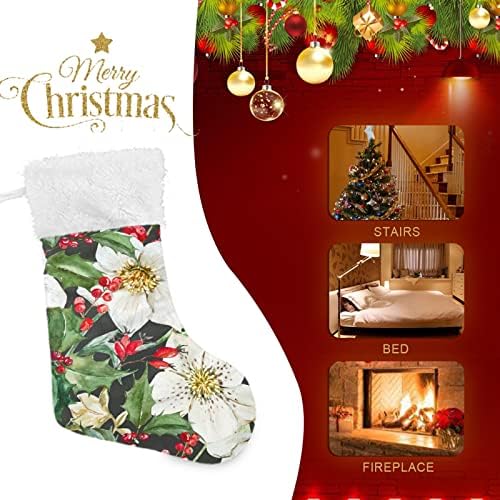 Коледни Чорапи ALAZA с Коледните Цвете, Класически Персонализирани Големи Чулочные Украса за Семейни Тържества, декорация