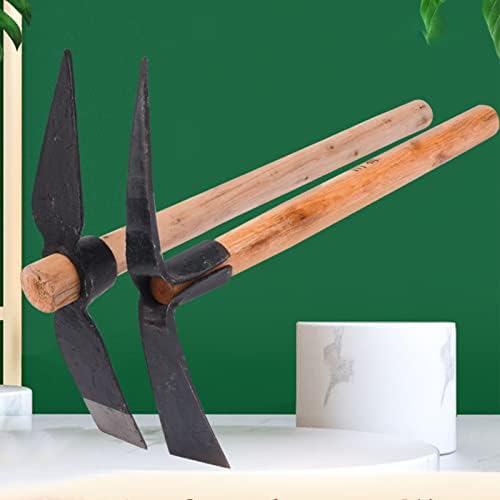 Градинската Мотика 40x25 см, Мотика с острие от Въглеродна стомана и дървена дръжка, Градински Универсален Ръчен Инструмент