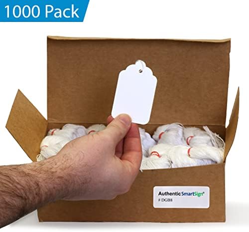 Бели бележки SmartSign с предварително обтегнати петлевыми нишки - Опаковка от 1000 маркировочных бирок, Размер 8, дебелина