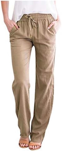Meymia/ Женски Памук, Ленени Панталони Ежедневна Свободно Намаляване С Еластична Шнурком, Скъсяване На Панталони С Висока