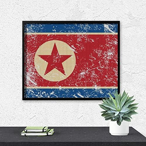 Северна Корея Ретро Флаг Диамантена Живопис Комплекти 5D направи си САМ Пълна Тренировка Планински Кристал