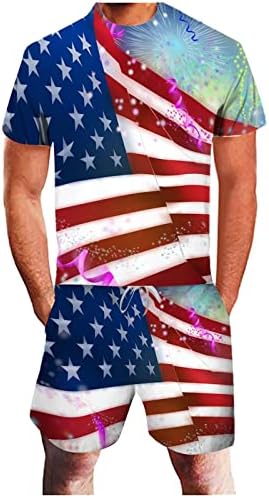 Bmisegm Лятна Мъжка Тениска Костюм Американски 3D Ден Спортен Флаг Мъжки Печат на Независимостта на Летните Мъжки