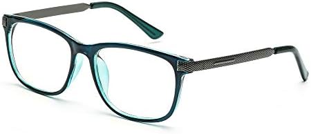 FLY KAN Сини Светозащитные Очила за жени/Мъже, Прозрачни Лещи, Квадратни Рамки за очила Nerd, Блокиране на УЛТРАВИОЛЕТОВАТА радиация, Главоболие, Преумора на очите, Комп?