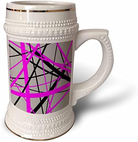 Триизмерни Линия Розово и черно Геометрична фигура На Сиво - Чаша за стейна на 22 унция (stn_355506_1)